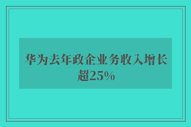 华为去年政企业务收入增长超25%