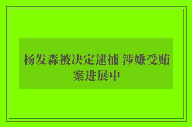 杨发森被决定逮捕 涉嫌受贿案进展中